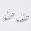 Brass Micro Pave Cubic Zirconia Hoop Earring Findings with Latch Back Closure X-ZIRC-K075-30P-2