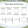 12Pcs 4 Styles 925 Sterling Silver Split Rings STER-BBC0008-55-2