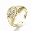 Brass Micro Pave Clear Cubic Zirconia Cuff Rings RJEW-S044-077-NF-1