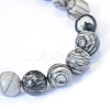 Natural Black Silk Stone/Netstone Round Bead Strands X-G-E334-10mm-05-2
