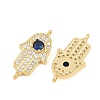 Brass Micro Pave Marine Blue Cubic Zirconia Connector Charms CU-CBAB719-07G-D-2