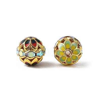 Brass & Alloy & Rhinestone Enamel Beads RB-CBA973B-11B-G-1