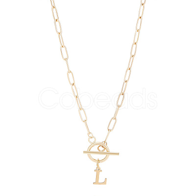 304 Stainless Steel Letter Pendant Necklaces NJEW-LP0001-52L-G-1