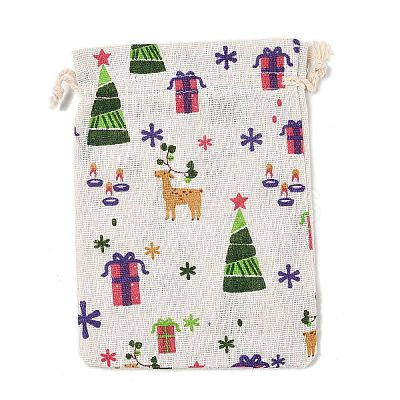 10Pcs 5 Styles Printed Polycotton(Polyester Cotton) Packing Pouches Drawstring Bags ABAG-YW0001-04-1