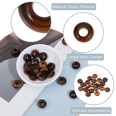 20Pcs Natural Tiger Eye European Beads G-PA0002-34A-1