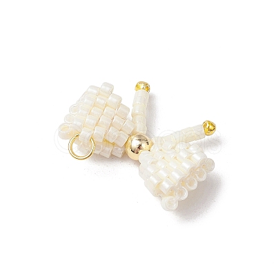 Glass Seed Beaded Bowknot Pendants PALLOY-MZ00564-01-1