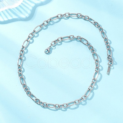 7MM 304 Stainless Steel Figaro Chains Chain Necklaces for Women NJEW-JN05925-1