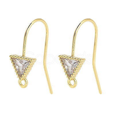 Brass Micro Pave Cubic Zirconia Earrings Findings EJEW-B063-05G-01-1
