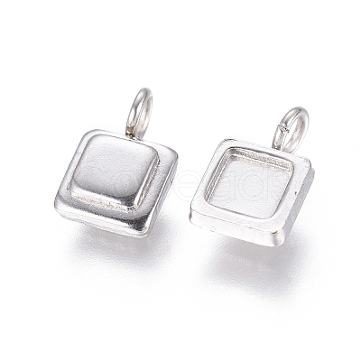 Non-Tarnish 304 Stainless Steel Pendant Cabochon Settings X-STAS-F222-024-1