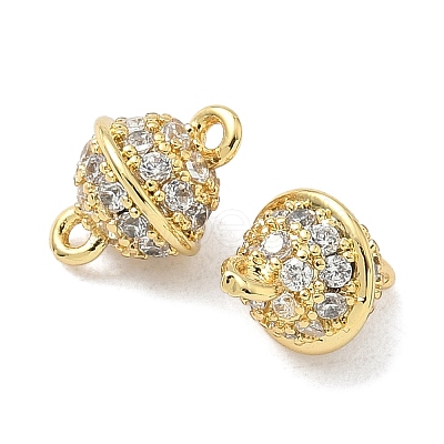 Brass Micro Pave Clear Cubic Zirconia Bell Connector Charms KK-Z120-32G-1