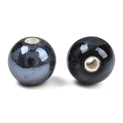 Glazed Porcelain Round Beads PORC-S489-10mm-03-1