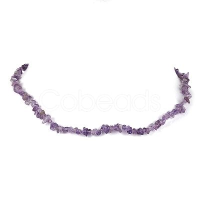 Natural Amethyst Chip Beaded Necklace NJEW-JN04615-06-1
