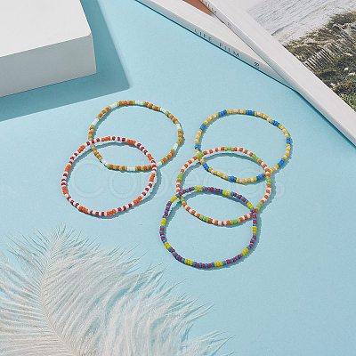 Glass Beaded Stretch Bracelets BJEW-JB09095-1