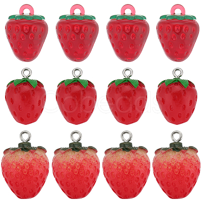 SUNNYCLUE 24Pcs 3 Styles Opaque & Transparent Resin Imitation Fruit Pendants RESI-SC0002-99-1