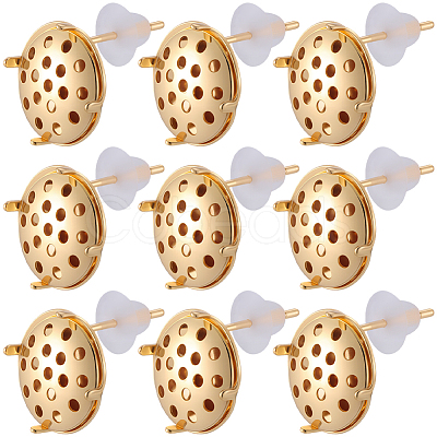 Brass Studs Earring Findings KK-BBC0019-01G-03-1