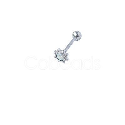 Sun 316L Surgical Stainless Steel with Synthetic Opal Tongue Rings FS-WGFD6E3-01-1
