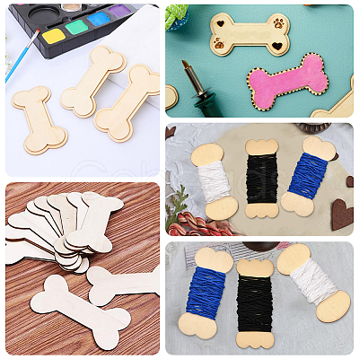 60Pcs 3 Styles Wood Thread Winding Boards DIY-SC0031-10A-1