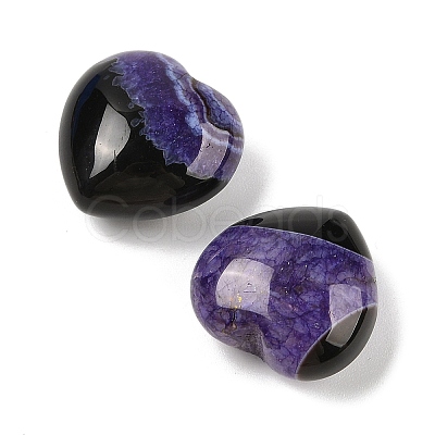 Natural Agate(Dyed & Heated) Heart Palm Stone G-Q021-04H-1