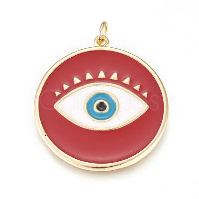 Brass Enamel Pendants ZIRC-L078-069A-NR-1