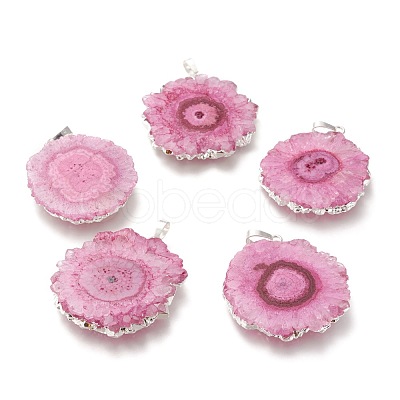 Dyed Natural Druzy Solar Quartz Crystal Pendants G-F693-01-S-1