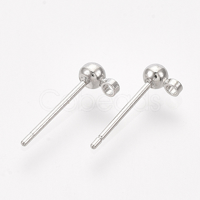 Brass Ball Stud Earring Findings X-KK-S348-415A-1