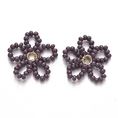 Glass Seed Beads Pendants FIND-R086-06F-1