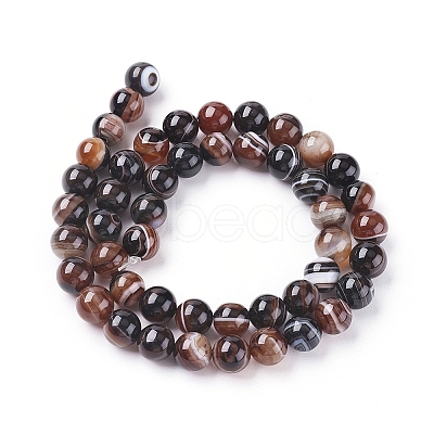 Natural Striped Agate/Banded Agate Beads Strands X-G-G582-8mm-45-1