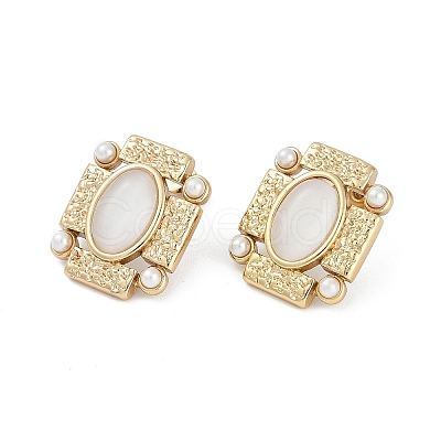 Ion Plating(IP) 304 Stainless Steel Rectangle Stud Earrings EJEW-Z068-30G-02-1