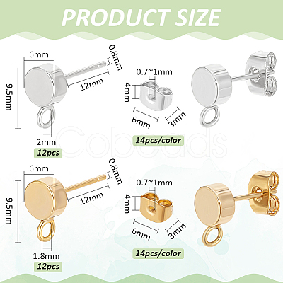 24Pcs 2 Colors Brass Stud Earring KK-BC0013-93-1