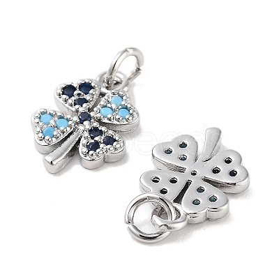 Clover Brass Micro Pave Cubic Zirconia Charms KK-B102-04P-1
