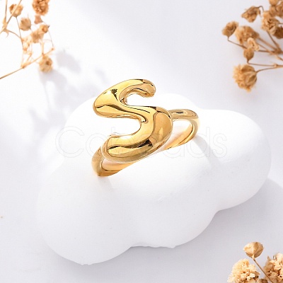 304 Stainless Steel Open Cuff Rings for Women RJEW-M060-01G-19-1