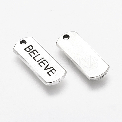 Tibetan Style Alloy Rectangle with Word Believe Pendants LS-TIBEP-Q043-066-RS-1