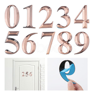 10Pcs 10 Styles 3D Digits ABS Plastic Room Number Plaque FIND-GL0001-47-1
