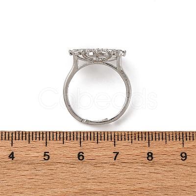 Flower Brass Micro Pave Clear Cubic Zirconia Cuff Ring Settings KK-D378-33P-1