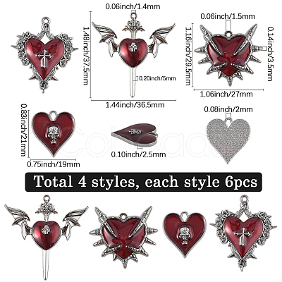 24Pcs 4 Styles Alloy Enamel Gothic Style Pendants PALLOY-SC0004-45A-1
