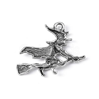 Tibetan Style Halloween Witch Alloy Pendants TIBEP-Q050-06AS-NR-1