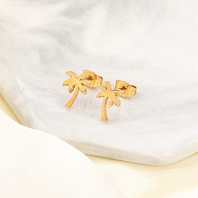 304 Stainless Steel Leaf Stud Earring Kits EJEW-H142-03G-1
