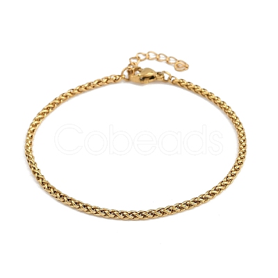 304 Stainless Steel Wheat Chain Bracelets for Unisex BJEW-K282-01A-G-1