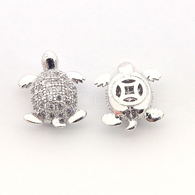 Brass Micro Pave Cubic Zirconia Tortoise Beads ZIRC-L007-42P-1