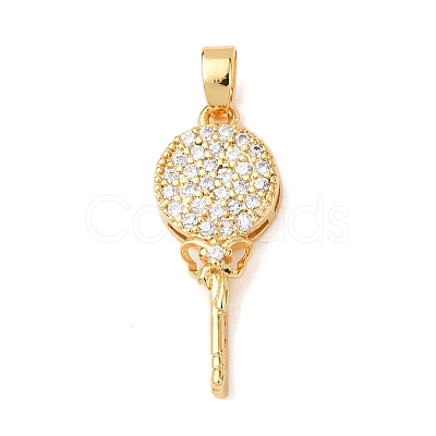 Brass Micro Pave Clear Cubic Zirconia Pendants KK-C249-01G-1