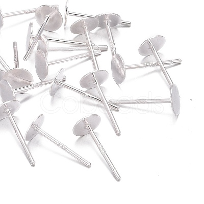 925 Sterling Silver Flat Pad Stud Earring Findings STER-K167-045D-S-1
