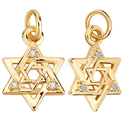 16Pcs Brass Micro Pave Clear Cubic Zirconia Charms KK-BBC0015-88-1