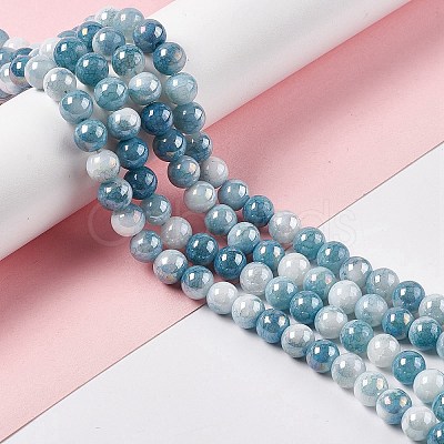 Electroplated Glass Beads Strands GLAA-C023-01J-1