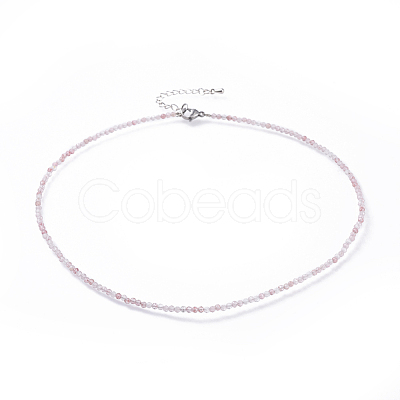Natural Strawberry Quartz Beaded Necklaces NJEW-JN02492-06-1