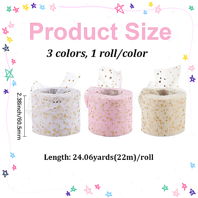 3 Rolls 3 Colors Polyester Organza Ribbons for Sewing Decoration OCOR-CY0002-23-1