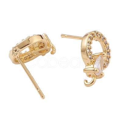 8 Pairs Brass Micro Pave Clear Cubic Zirconia Stud Earring Findings KK-ZZ0001-09-RS-1