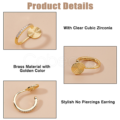 2 Pairs Brass Clip-on Earrings EJEW-HS0001-20G-1