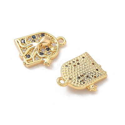 Brass Micro Pave Cubic Zirconia Charms X1-KK-C099-01E-G-1
