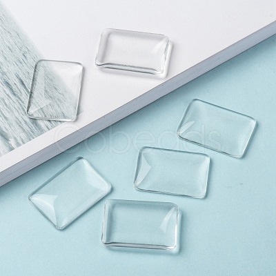 Transparent Rectangle Glass Cabochons GGLA-R025-33x23-1