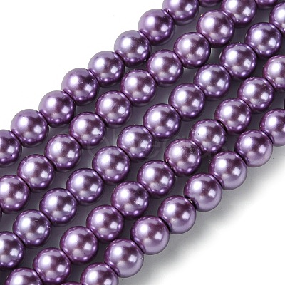 Eco-Friendly Dyed Glass Pearl Bead Strands HY-A008-6mm-RB083-1
